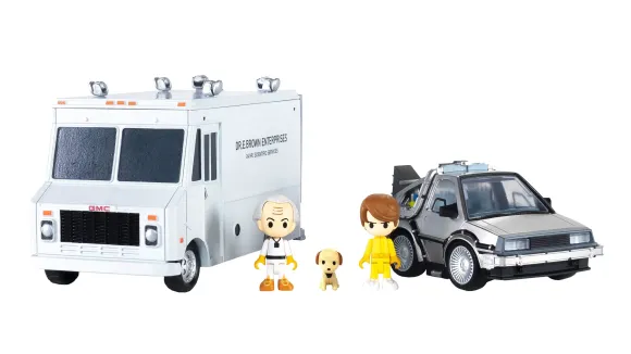 Zurück in die Zukunft Q-Village Fahrzeuge mit Minifiguren Time Machine Deluxe Set 9 cm