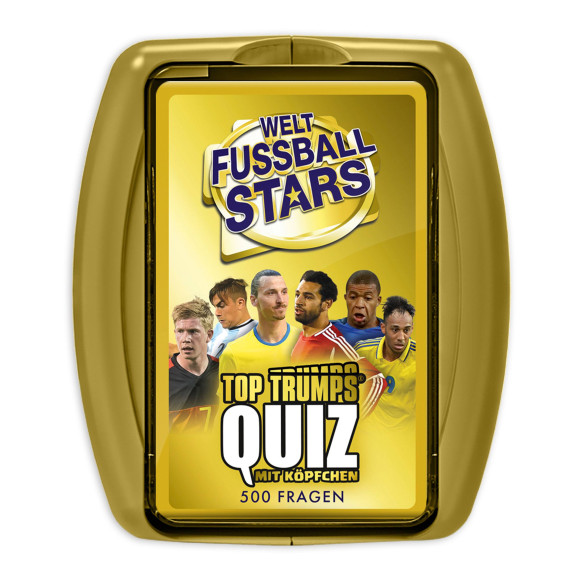 Weltfußballstars Kartenspiel Quiz in Metallbox *Deutsche Version*