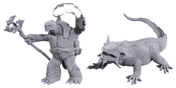 D&D Nolzur's Marvelous Miniatures Miniaturen unbemalt Tortle Druid & Wild Shape Giant Lizard