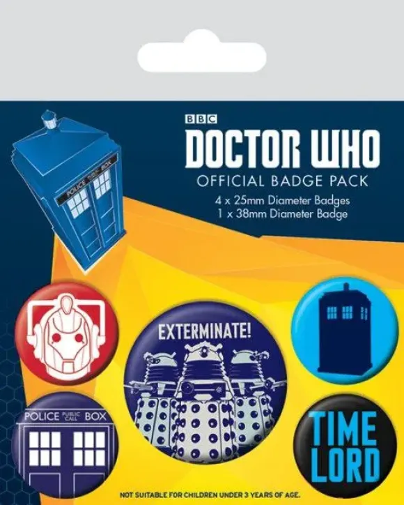 Doctor Who Ansteck-Buttons 5er-Pack Exterminate 