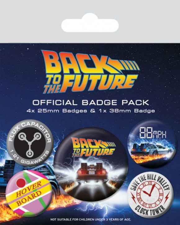 Zurück in die Zukunft Ansteck-Buttons 5er-Pack DeLorean 