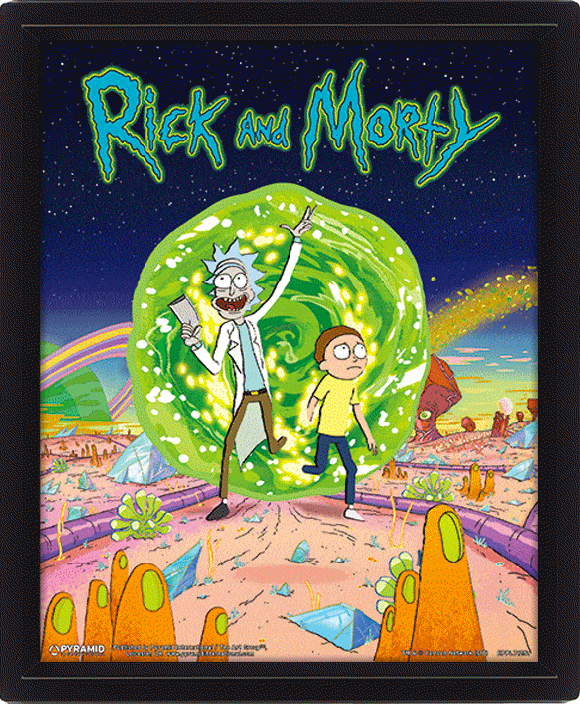 Rick and Morty 3D-Effekt Poster Set im Rahmen Portal 26 x 20 cm (3)