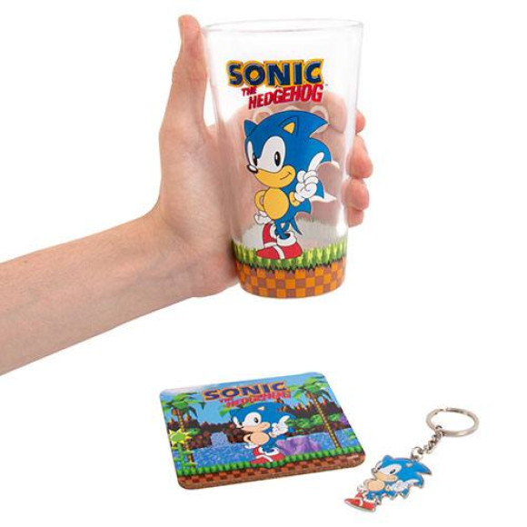 Sonic the Hedgehog Tasse, Untersetzer und Schlüsselanhänger Set Classic
