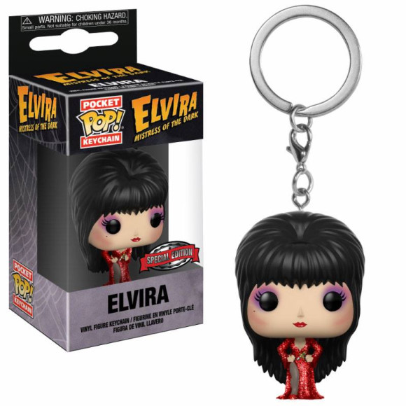 Elvira Pocket POP! Vinyl Schlüsselanhänger Elvira Red Dress Hot Topic Exclusive 4 cm