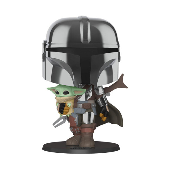 Star Wars The Mandalorian holding The Child Super Sized POP! Figur 25 cm