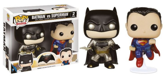 Metallic Batman v Superman POP! Heroes Vinyl Figuren Doppelpack 9 cm