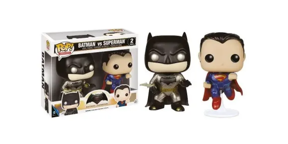 Metallic Batman v Superman POP! Heroes Vinyl Figuren Doppelpack 9 cm