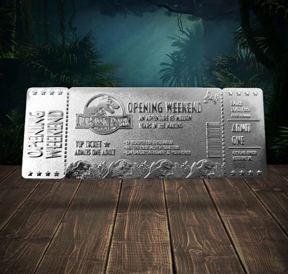 Jurassic Park Replik Opening Weekend VIP Ticket (versilbert)