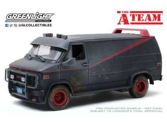 A-Team 1983 GMC Vandura Diecast Modellauto Weathered Version with Bullet Holes