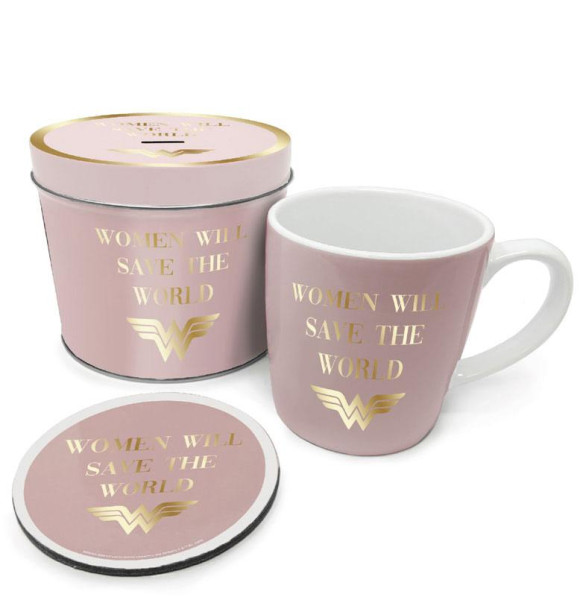 Wonder Woman Tasse mit Untersetzer Woman Will Save the World