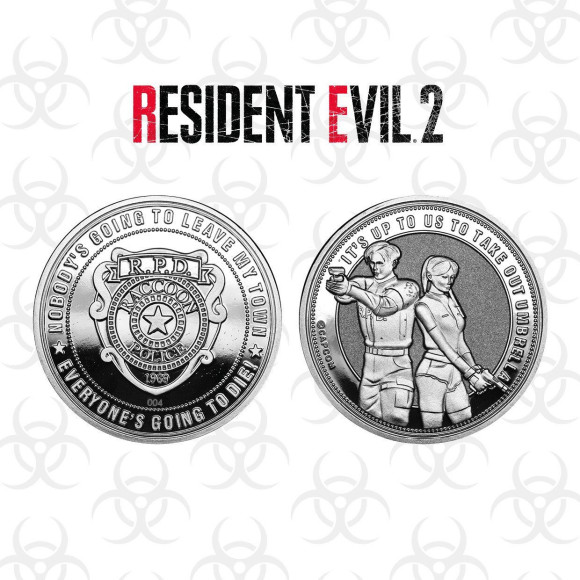 Resident Evil 2 Sammelmünze Raccoon Police Silver Edition