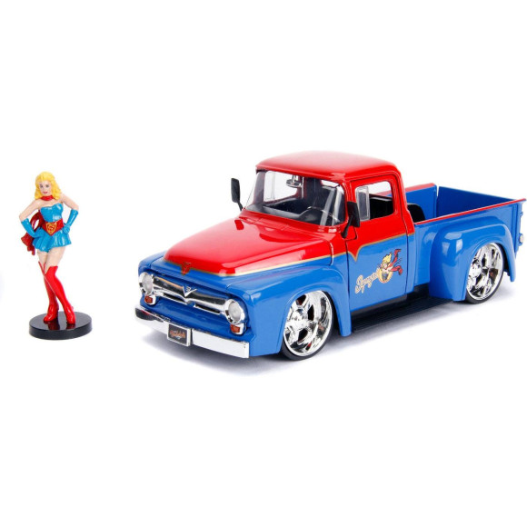 DC Bombshells Diecast Modell Hollywood Rides 1/24 1956 Ford F100 with Super Girl Figur