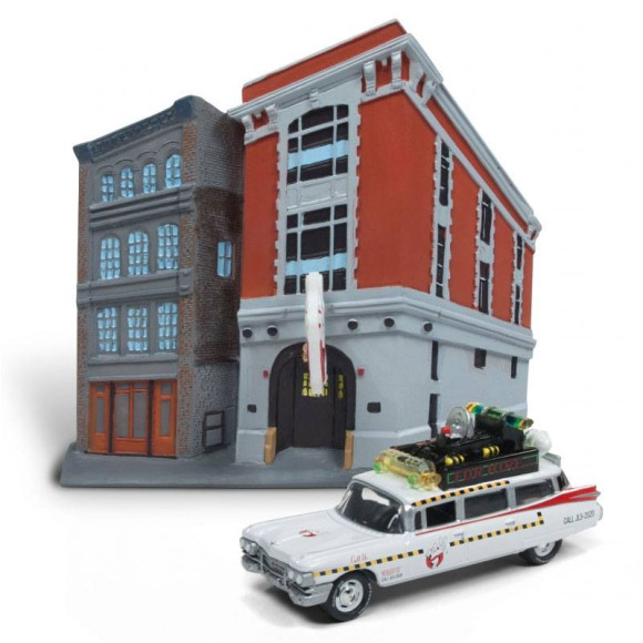 Ghostbusters 1959 Cadillac Ecto-1 & Firehouse Diorama Set 1/64 Diecast Modell