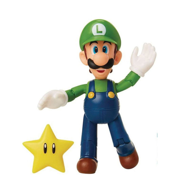 Super Mario Luigi mit Superstern Actionfigur 10 cm