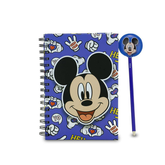 Disney Notizbuch mit Kugelschreiber Mickey Grins
