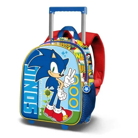 Sonic The Hedgehog 3D Rucksack mit Rädern Unstoppable Blue Small     