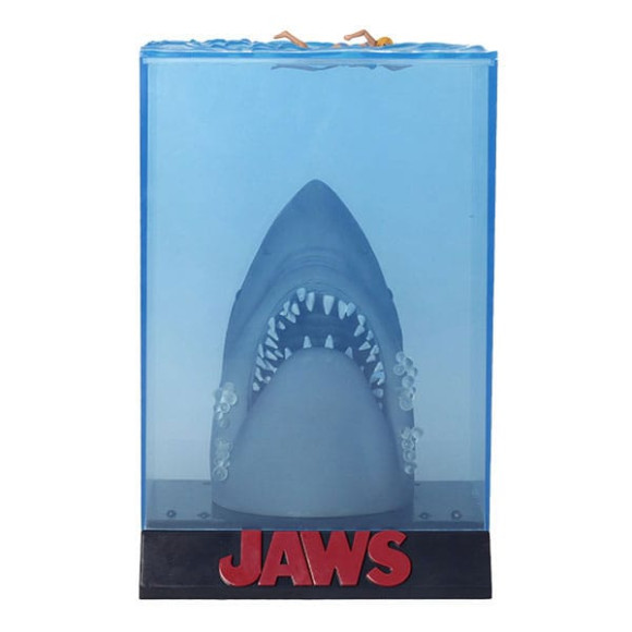 Jaws 3D Poster PVC Figur 50th Anniversary mit LED-Leuchtfunktion 26 cm