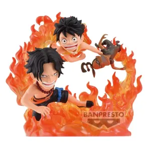 One Piece World Collectable Figure Log Stories PVC-Figur Portgas D. Ace & Monkey D. Ruffy (Marineford) 10 cm