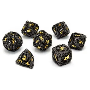 CritStones Hollow Metal Würfel Set Soulreaper Gold (7)