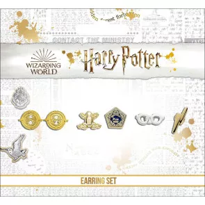 Harry Potter Ohrringe 3er-Pack Time Turner/Chocolate Frog/Glasses & Lightning Bolt (Versilbert)