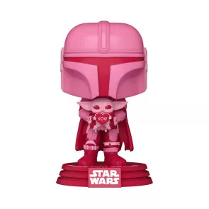 Star Wars Valentines POP! Star Wars Vinyl Figur Mando w/Grogu 9 cm