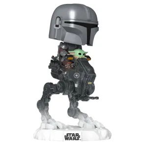 Star Wars: The Mandalorian and Grogu POP! Rides Deluxe Vinyl Wackelkopf-Figur The Mandalorian with Grogu in Imperial Remnant AT-RT 9 cm