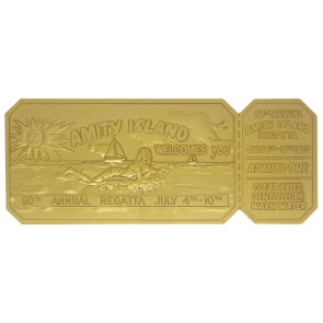 Jaws Replik 1/1 50th Anniversary Regatta Ticket 24k Gold Plated  