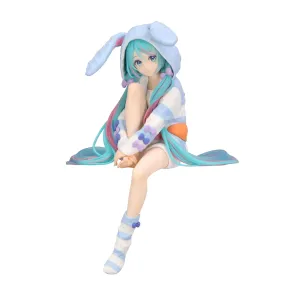 Hatsune Miku Noodle Stopper PVC Statue Hatsune Miku Rabbit Ear Hood Pajama Blue Color Ver. 14 cm