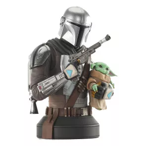 Star Wars: The Mandalorian Büste 1/6 The Mandalorian with Grogu 15 cm