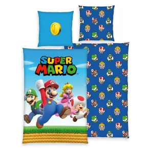 Super Mario Bettwäsche Super Mario (Mario, Luigi, Peach, Toad) 135 x 200 cm
