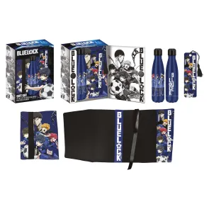 Bluelock Stahlflasche, Sticker, Buchumschlag Geschenkset Blau