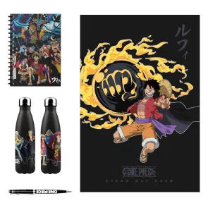 One Piece Aluminiumflasche, Notizbuch, Decke, Stift Geschenkset