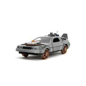 Zurück in die Zukunft III Hollywood Rides Diecast Modell 1/32 DeLorean Time Machine Railroad Wheels