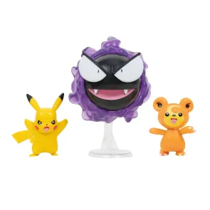 Pokémon Battle Figuren 3er-Pack Teddiursa, Pikachu #9, Nebulak 5 cm