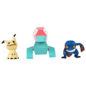 Pokémon Battle Figure Actionfiguren 3er-Pack Mimigma, Porygon & Glibunkel