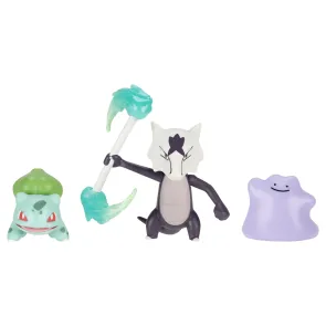 Pokémon Battle Figure Set Actionfiguren Bisasam, Ditto & Alola-Knogga (3er-Pack)