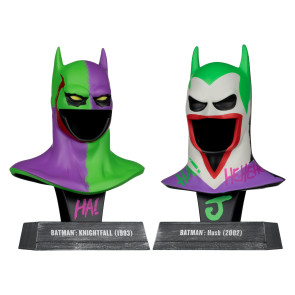 Batman DC Direct Mini-Replik 1/3 2er-Pack Batman Masken Hush & Knightfall (Jokerized) (Gold Label) 18 cm