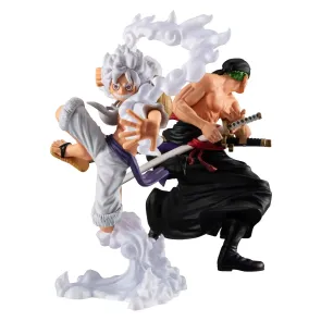 One Piece Wallstar PVC Figuren 2er-Pack Monkey D. Ruffy Gear Fifth & Roronoa Zoro (with gift) 10 cm