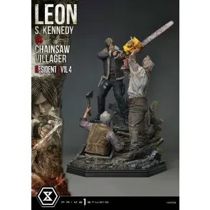 Resident Evil 4 Ultimate Premium Masterline Series Statue 1/4 Leon S. Kennedy vs. Chainsaw Villager 76 cm
