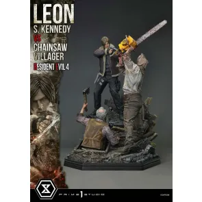 Resident Evil 4 Ultimate Premium Masterline Series Statue 1/4 Leon S. Kennedy vs. Chainsaw Villager Bonus Ver. 76 cm