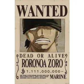 One Piece 3D Poster Wanted Roronoa Zoro 38 x 58 cm