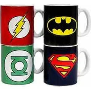 DC Comics Keramik Mini-Kaffeetassen Logos 8 cm Set (4)