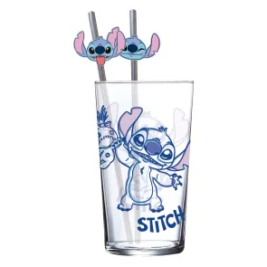 Lilo & Stitch Glas Tumbler mit Trinkhalmen Stitch 485 ml