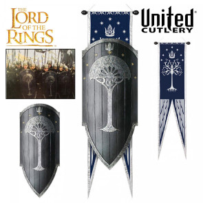 Herr der Ringe Replik 1/1 Gondorisches Schild mit Flagge 113 cm
