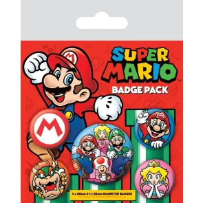 Super Mario Ansteck-Buttons 5er-Pack 