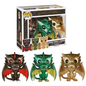 [BWARE] Game of Thrones POP! Figuren Dreierpack Drogon, Rhaegal & Viserion Metallic 9 cm