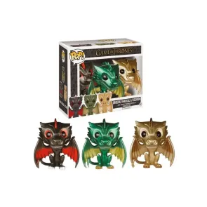 [BWARE] Game of Thrones POP! Figuren Dreierpack Drogon, Rhaegal & Viserion Metallic 9 cm
