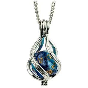 Lair Wear Caged Dice Halskette D20 Blue & Light Blue mit Gold