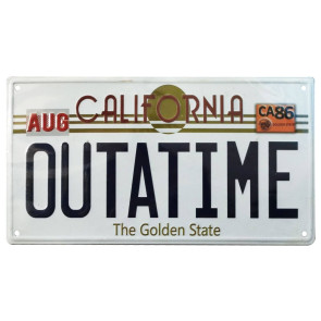 Zurück in die Zukunft Me­tall­schild Outatime DeLorean Nummernschild