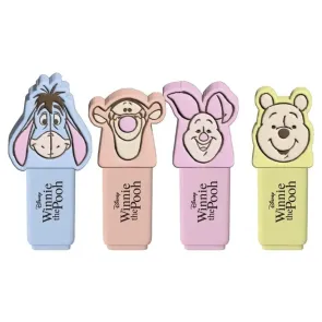 Disney Winnie the Pooh Set mit 4 Textmarkern mit Aufsatz